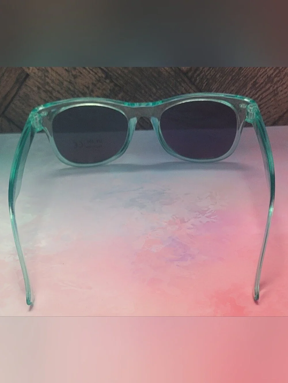 Mint Green Translucent Frame Sunglasses with Iridescent Lenses For Kids